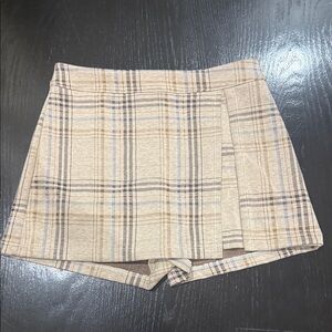 Plaid Beige Women's Skorts